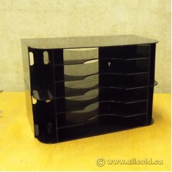 Black 6 Tier Plastic Desktop Organizer Paper File Tray